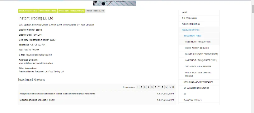 InstaForex license