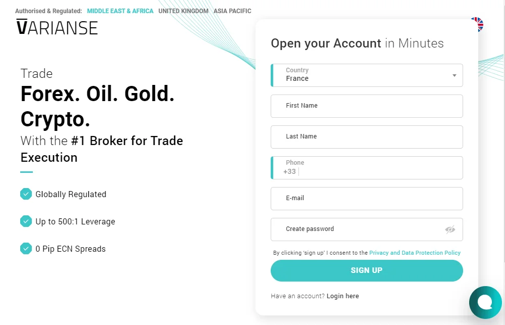Open Account in VARIANSE