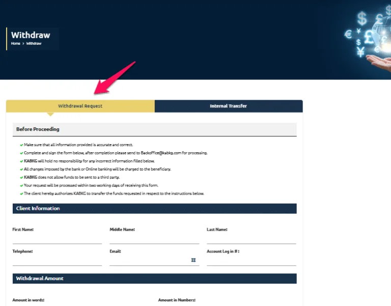 Withdrawal and deposit options KAB Kuwait
