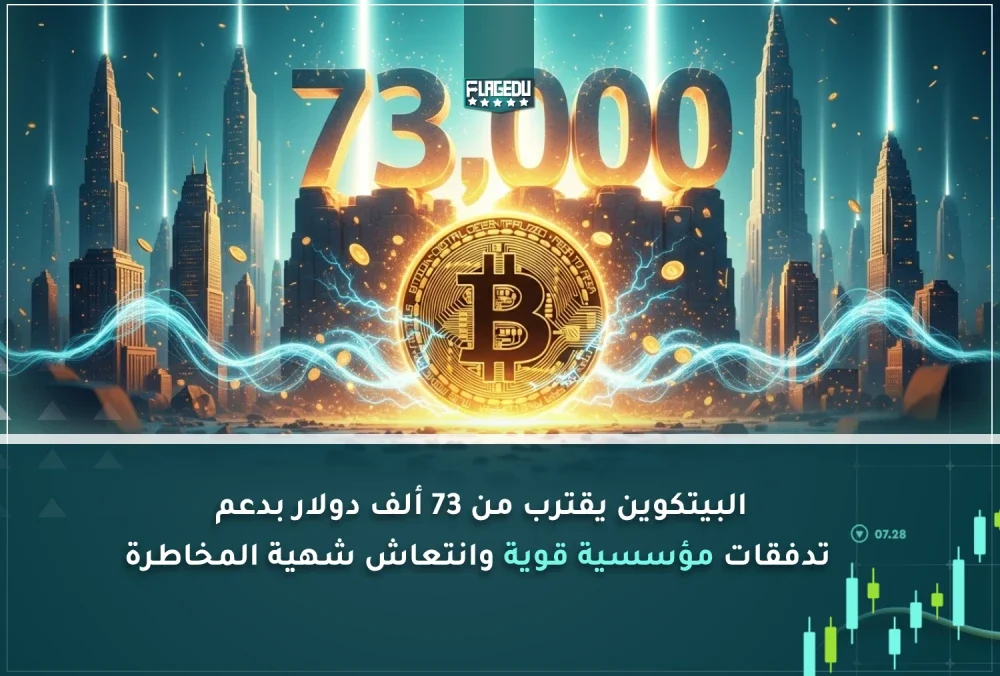 البيتكوين يقترب من 73 ألف دولار بدعم  تدفقات مؤسسية قوية وانتعاش شهية المخاطرة