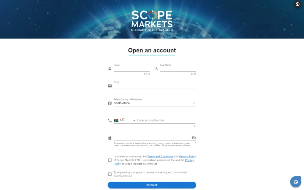open an account